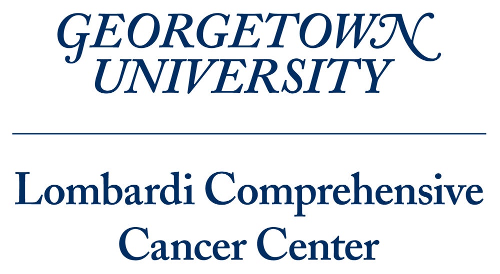 Georgetown University's Lombardi Comprehensive Cancer Center logo in blue